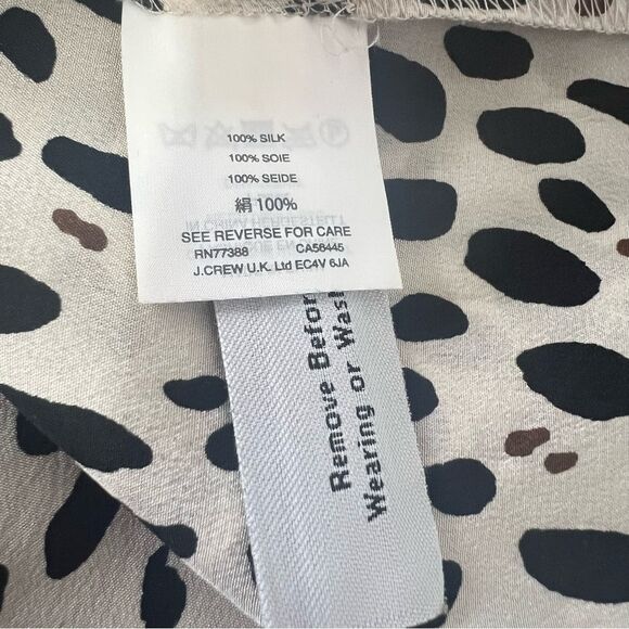 J. Crew Silk Animal Print Leopard Cami Tank Top Blouse Womens 6 Black Cream - Picture 7 of 8